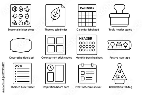 Celebration title note pad themed sheet pattern taking vector header notes color
