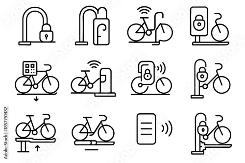 Post icon stand smart bike scan tray rack qr sync vector lock