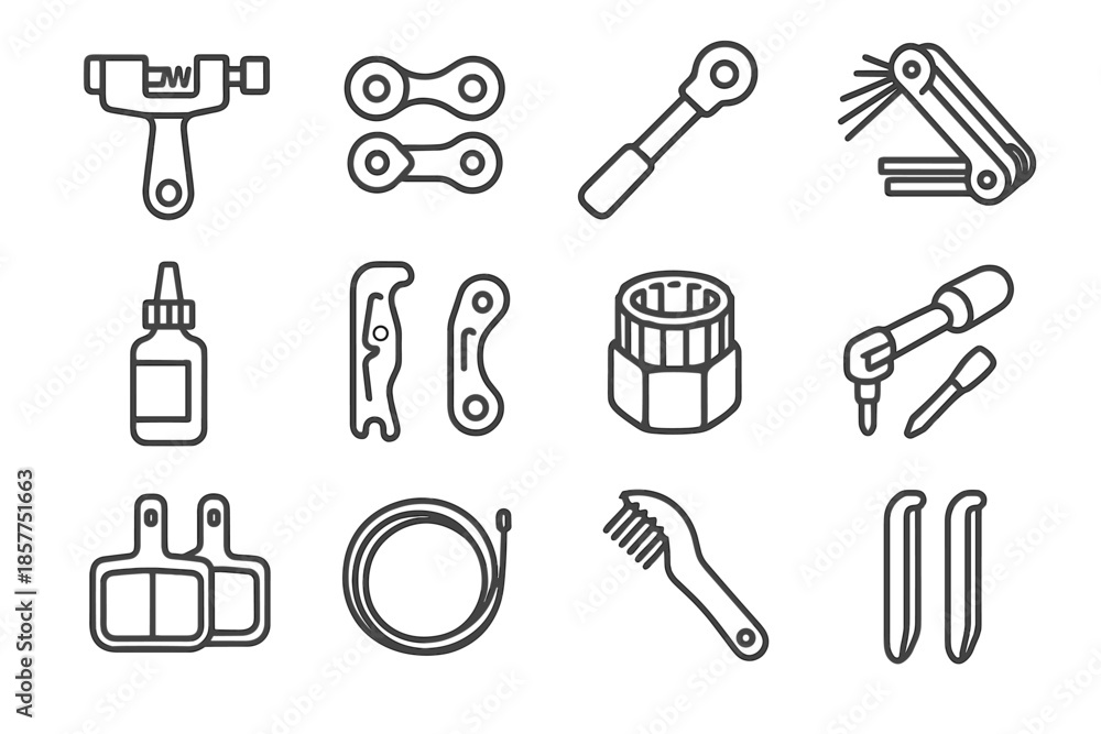 Obraz premium Lever wrench vector patch icon cable essentials brake repair touring tool pad