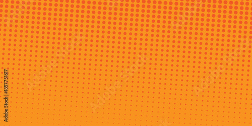 Abstract halftone background. Dots halftone orange color pattern gradient texture with technology digital background. Cartoon halftone retro pattern. Abstract template design for poster, card .