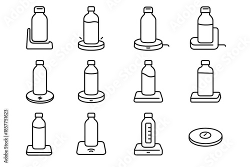 Height pad tray desktop icons flasks hydration bottle icon base vector smart