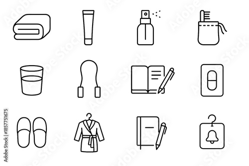 Icon slipper sleep bedtime lip vector mist routine tube robe stretch notebook