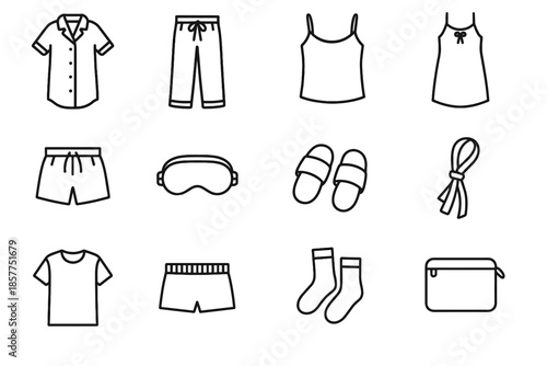 Light vector sleepwear loose icons robe slippers icon sleep pants tee essentials
