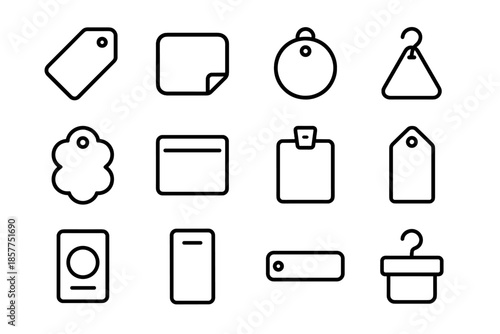 Paper vector icon clothing clip label minimalist plastic tag bar circular