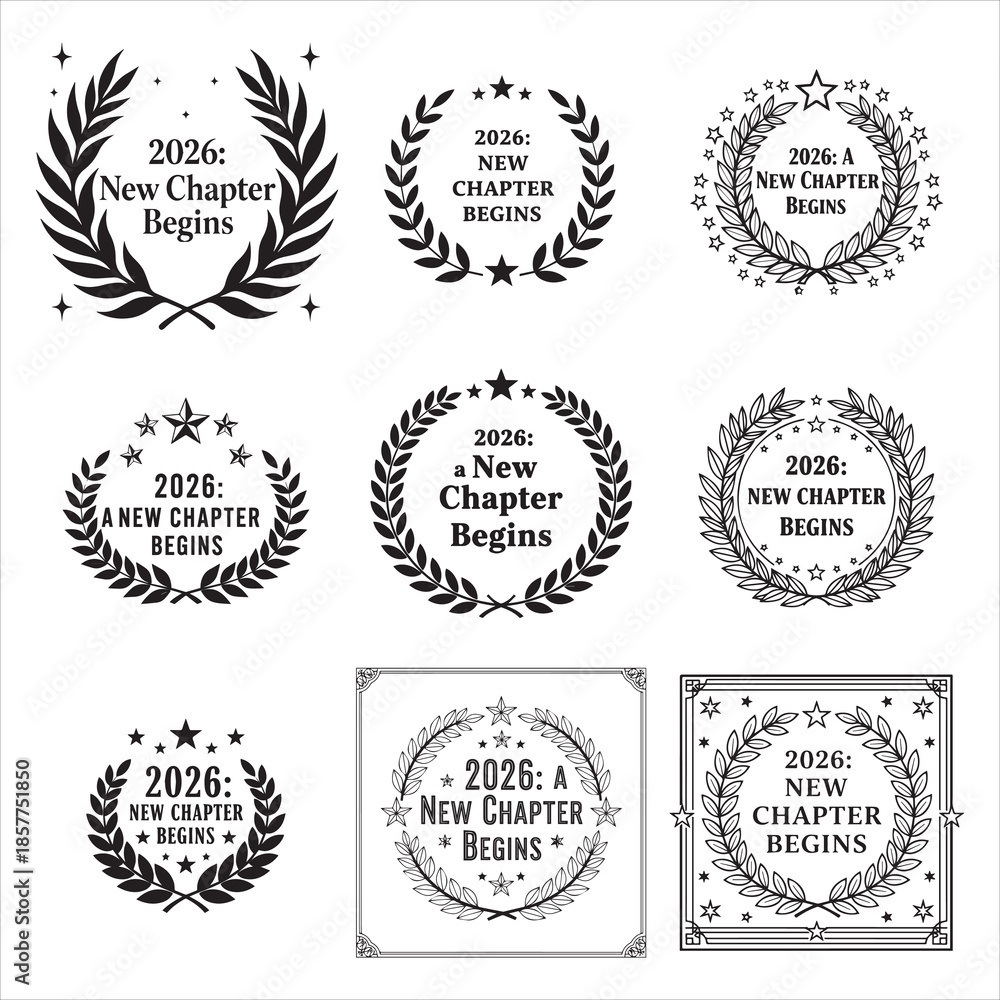 Fototapeta premium Classic 2026 Serif Typography Motivational Vector Frame