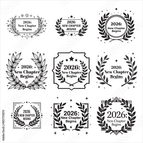Minimal Black Line 2026 New Chapter Vector Frame