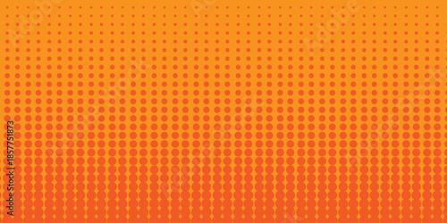Abstract halftone background. Dots halftone orange color pattern gradient texture with technology digital background. Cartoon halftone retro pattern. Abstract template design for poster, card .
