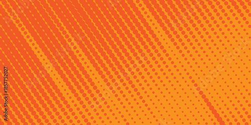 Abstract halftone background. Dots halftone orange color pattern gradient texture with technology digital background. Cartoon halftone retro pattern. Abstract template design for poster, card .