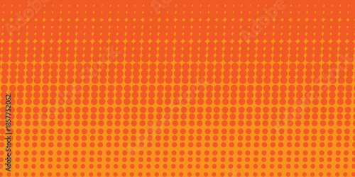 Abstract halftone background. Dots halftone orange color pattern gradient texture with technology digital background. Cartoon halftone retro pattern. Abstract template design for poster, card .