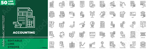 Accounting Line Editable Icons set