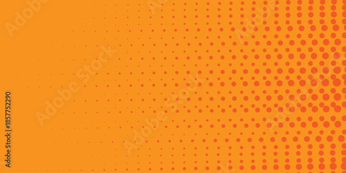 Abstract halftone background. Dots halftone orange color pattern gradient texture with technology digital background. Cartoon halftone retro pattern. Abstract template design for poster, card .