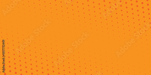 Abstract halftone background. Dots halftone orange color pattern gradient texture with technology digital background. Cartoon halftone retro pattern. Abstract template design for poster, card .