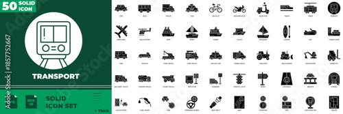 Transport Solid Editable Icons set