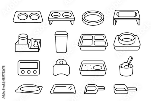 Mat container name food feeding meal vector icon timer accessories pet storage
