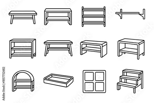 Rack leg wooden grain slot icon vector shoe dark edge wood slat