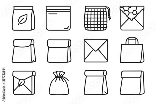 Waste wrap bag beeswax reusable icon compostable vector zero textile pouch case