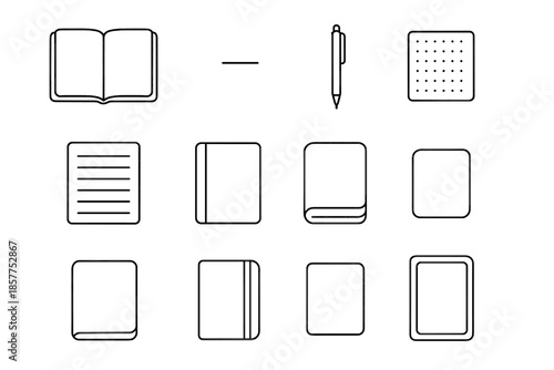 Corner tab pen date rounded blank notebook minimalist vector journal icon book