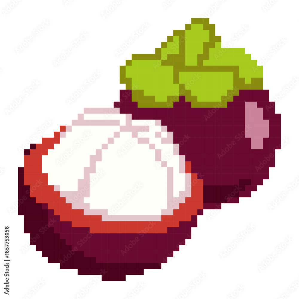 Fototapeta premium Pixel Art Mangosteen - Pixel Art Sample