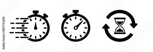 countdown timer vector illustration, timers icon set on transparent background, and stopwatch symbol for measuring racing speed, athletic performance, sports competition, and deadline management.