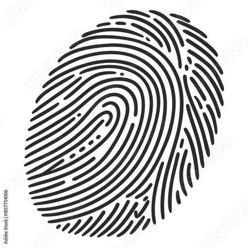 Black and White Stylized Fingerprint Illustration on White Background thumbprint identification