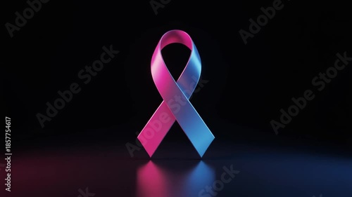 High-end World Cancer Day cinematic opening featuring a pink and blue awareness ribbon presented as a luxury emblem.