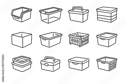 Clear rolling organizing icon hinged deep vector bin stackable icons storage crate