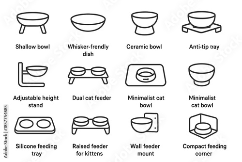Ceramic cat vector food icon riser feeder feeding stand bowl height