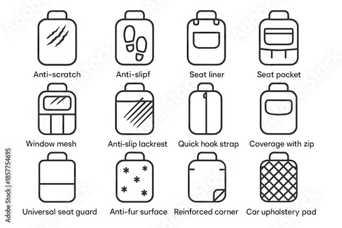 Mesh guard corner protector window pad icon vector car seat layer