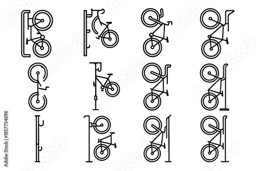 Stand vector vertical mount adjustable bracket icon storage upright rack bike