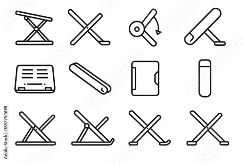 Stand locking icon joint vector foldable plate laptop base ventilated panel hinge