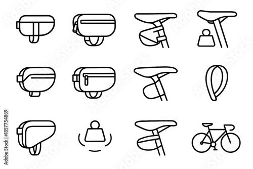 Ride clean seat velcro tiny mount shape finish icon bike minimalist vector