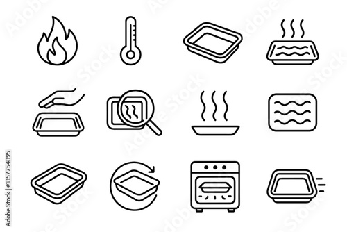 Icon reusable heat tray silicone inside silhouette temperature outline vector oven