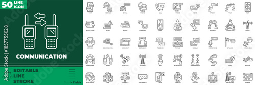 Communication Line Editable Icons set