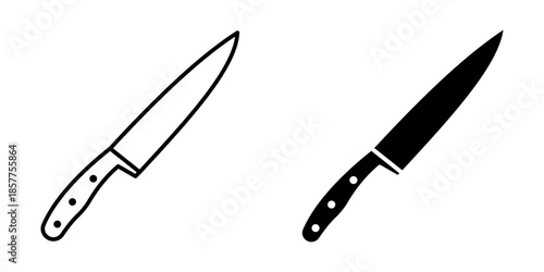 kitchen knife Icon set. Symbol isolated white background. vector illustration. color editable.