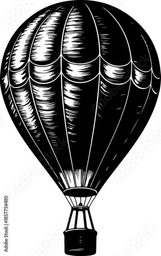 Vintage hot air balloon silhouette vector illustration