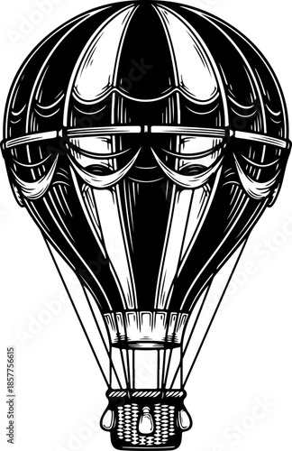 Vintage hot air balloon silhouette vector illustration
