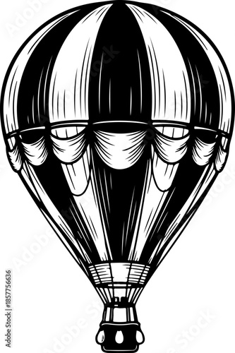 Vintage hot air balloon silhouette vector illustration