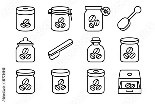Freshness icons lid coffee ceramic vector container storage icon glass vacuum airtight