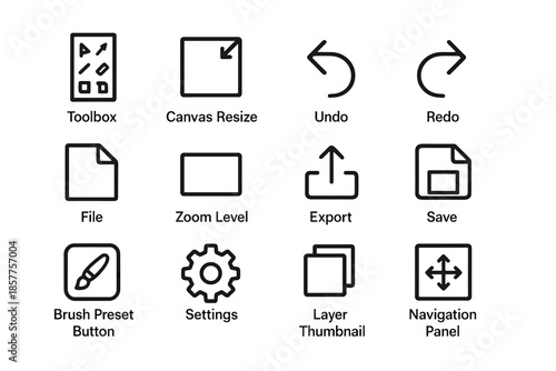Drawing icon disk level settings software navigation zoom brush vector canvas tab