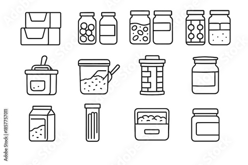 Rice coffee holders clear canisters icon modern vector goods cereal pantry storage
