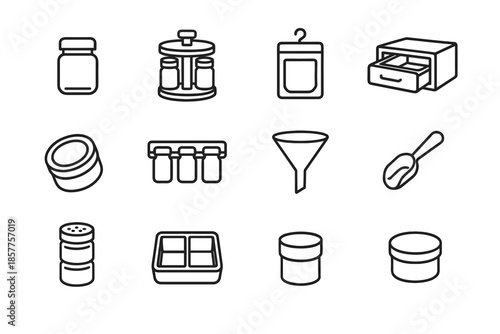 Spice funnel storage icon spoon vector pouch mini icons hanging refill measuring