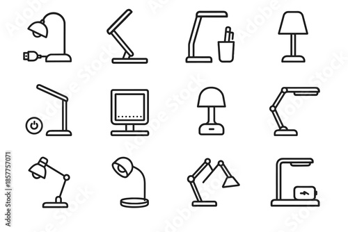 Rotating light vector foldable lighting touch minimalist lamp desk timer icon