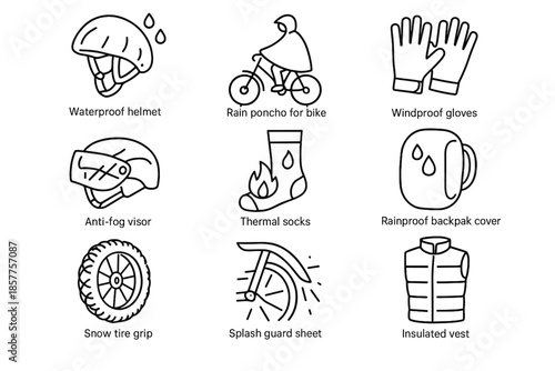 Cover vector icons sheet icon gear tire waterproof bike sleeves windproof rainproof