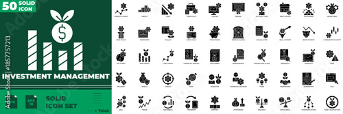 Investment Management Solid Editable Icons set