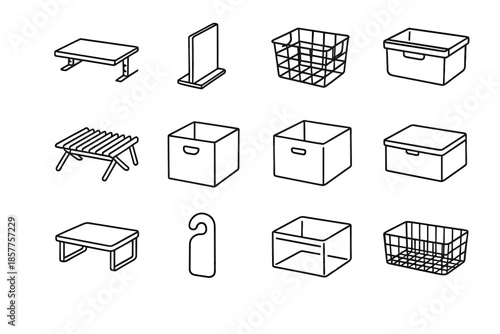 Mesh plastic vector organizer closet drawer modular riser icon cube vertical icons