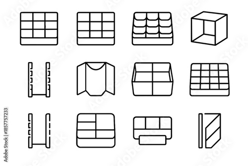 Icons tie sock vector organizer cube section box drawer folder icon insert