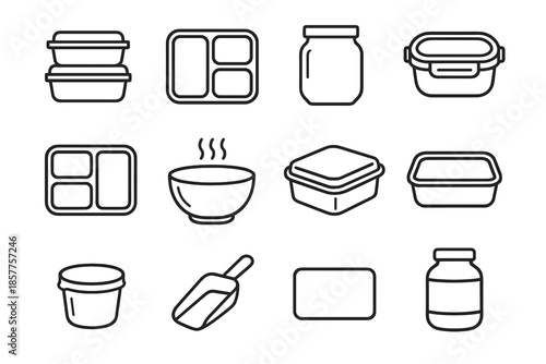 Divider protein lid box freezer icon vector meal prep tray airtight