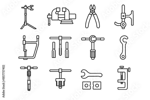 Vector tools icon work bb bench tap pedal stand bike spoke workshop