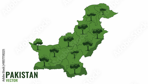 Green Pakistan vector map illustration symbolizing environmental sustainability and nation's