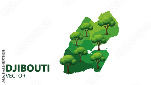 Verdant Djibouti map illustration showcasing ecological growth and vibrant natural landscapes